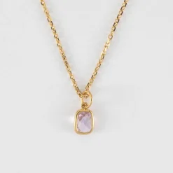 Pendentif rectangle zircon plaqué or 9 mm