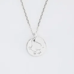 Pendentif réversible personnalisé double médailles gravées argent 10 mm et 15 mm