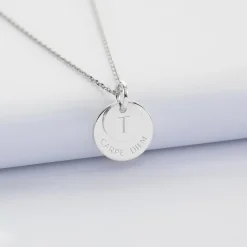Pendentif réversible personnalisé double médailles gravées argent 10 mm et 15 mm