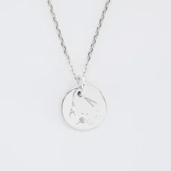 Pendentif réversible personnalisé double médailles gravées argent 10 mm et 15 mm