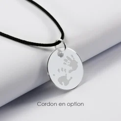 Pendentif réversible personnalisé double médailles gravées argent 10 mm et 15 mm