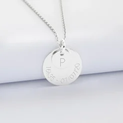Pendentif réversible personnalisé double médailles gravées argent 10 mm et 19 mm