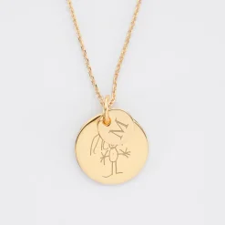 Pendentif réversible personnalisé double médailles gravées plaqué or 10 mm et 19 mm