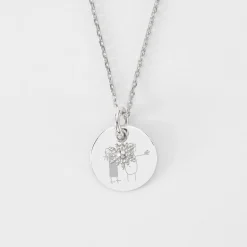 Pendentif réversible personnalisé médaille gravée argent 15 mm et breloque étoile brillante 6 mm