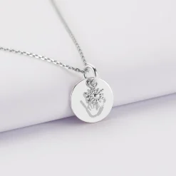 Pendentif réversible personnalisé médaille gravée argent 15 mm et breloque étoile brillante 6 mm