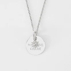 Pendentif réversible personnalisé médaille gravée argent 15 mm et breloque étoile brillante 6 mm