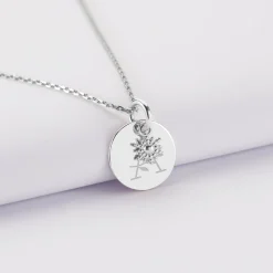 Pendentif réversible personnalisé médaille gravée argent 15 mm et breloque étoile brillante 6 mm