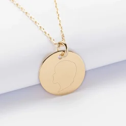 Pendentif silhouette personnalisé médaille plaqué or 19 mm -