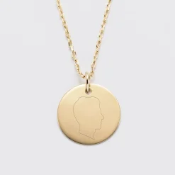 Pendentif silhouette personnalisé médaille plaqué or 19 mm -