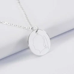 Pendentif silhouette personnalisé médaille argent 19 mm -