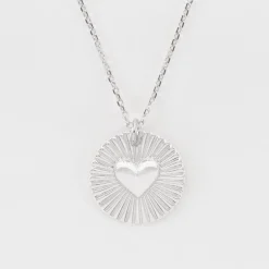 Pendentif Témoin personnalisé médaille soleil coeur bombé gravée argent 19 mm