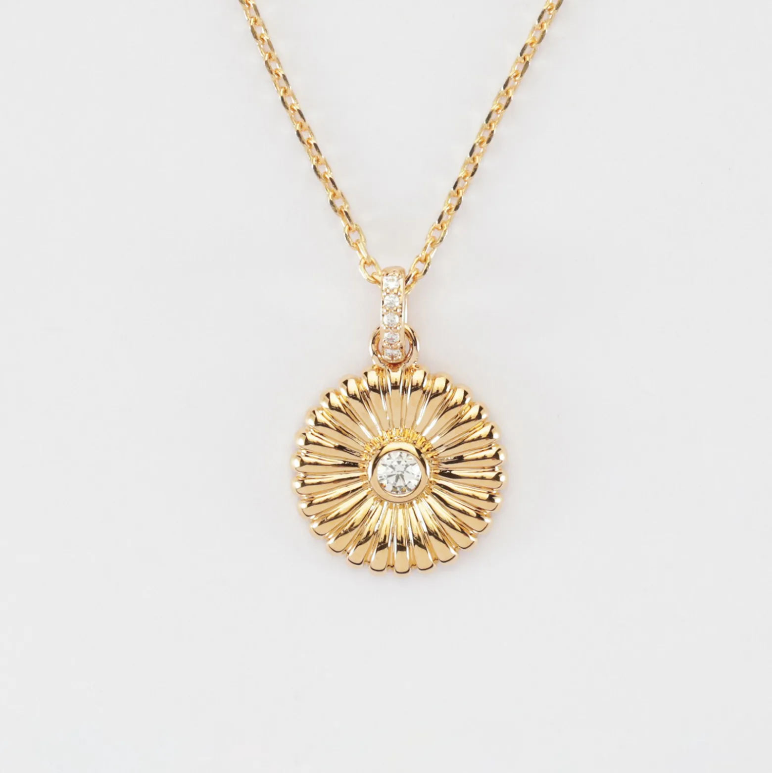 Pendentif tournesol scintillant plaqué or 14 mm