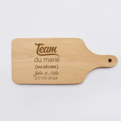Planche à découper avec poignée EVG personnalisée bois gravé 12x26 cm
