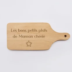 Planche à découper avec poignée personnalisée bois gravé 12x26 cm
