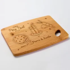 Planche à découper Noël personnalisée bambou gravé 20x15 cm - édition spéciale "Goûter du Père Noël"