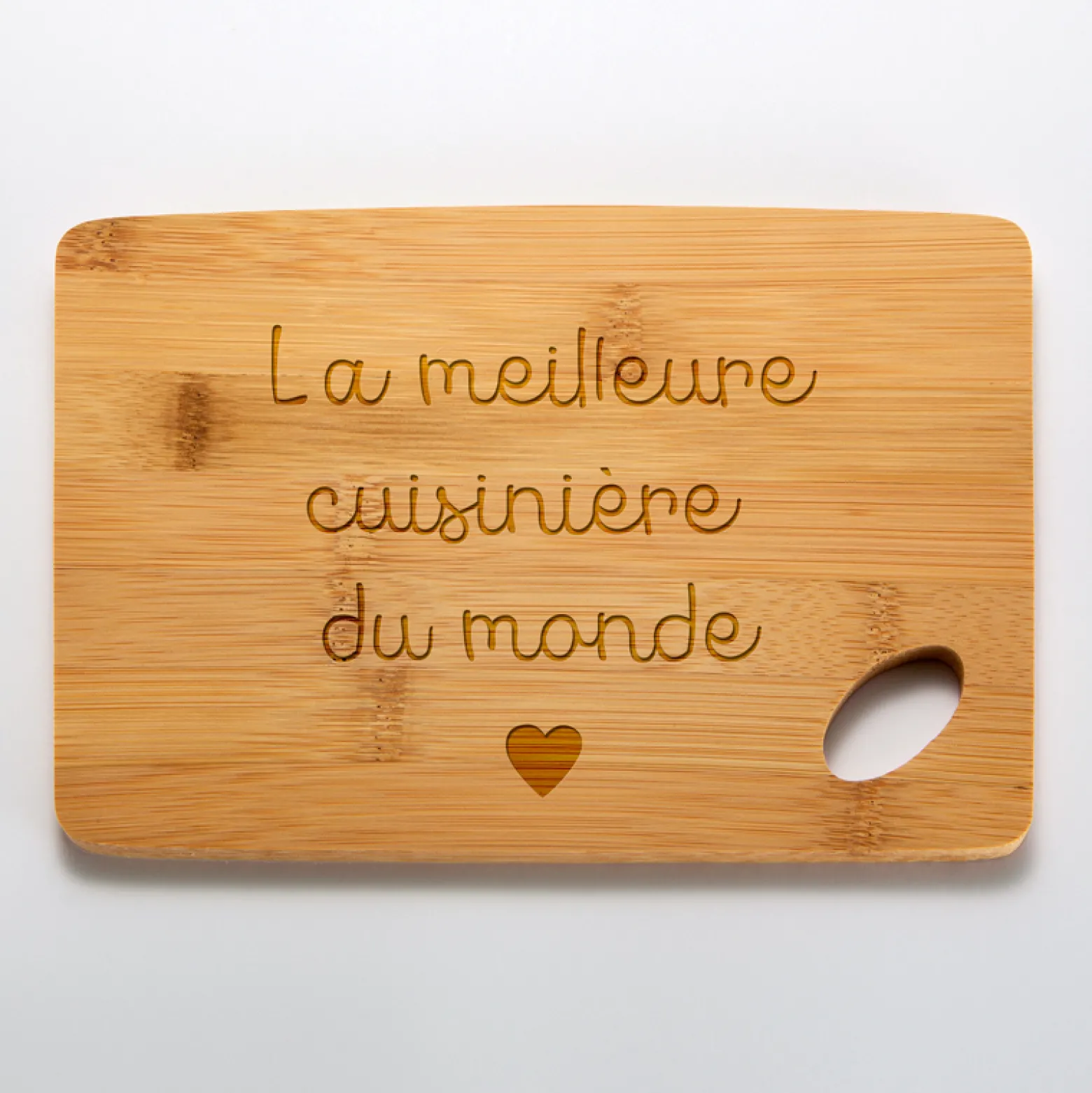 Planche à découper personnalisée bambou gravé 20x15 cm - Nos petits imparfaits