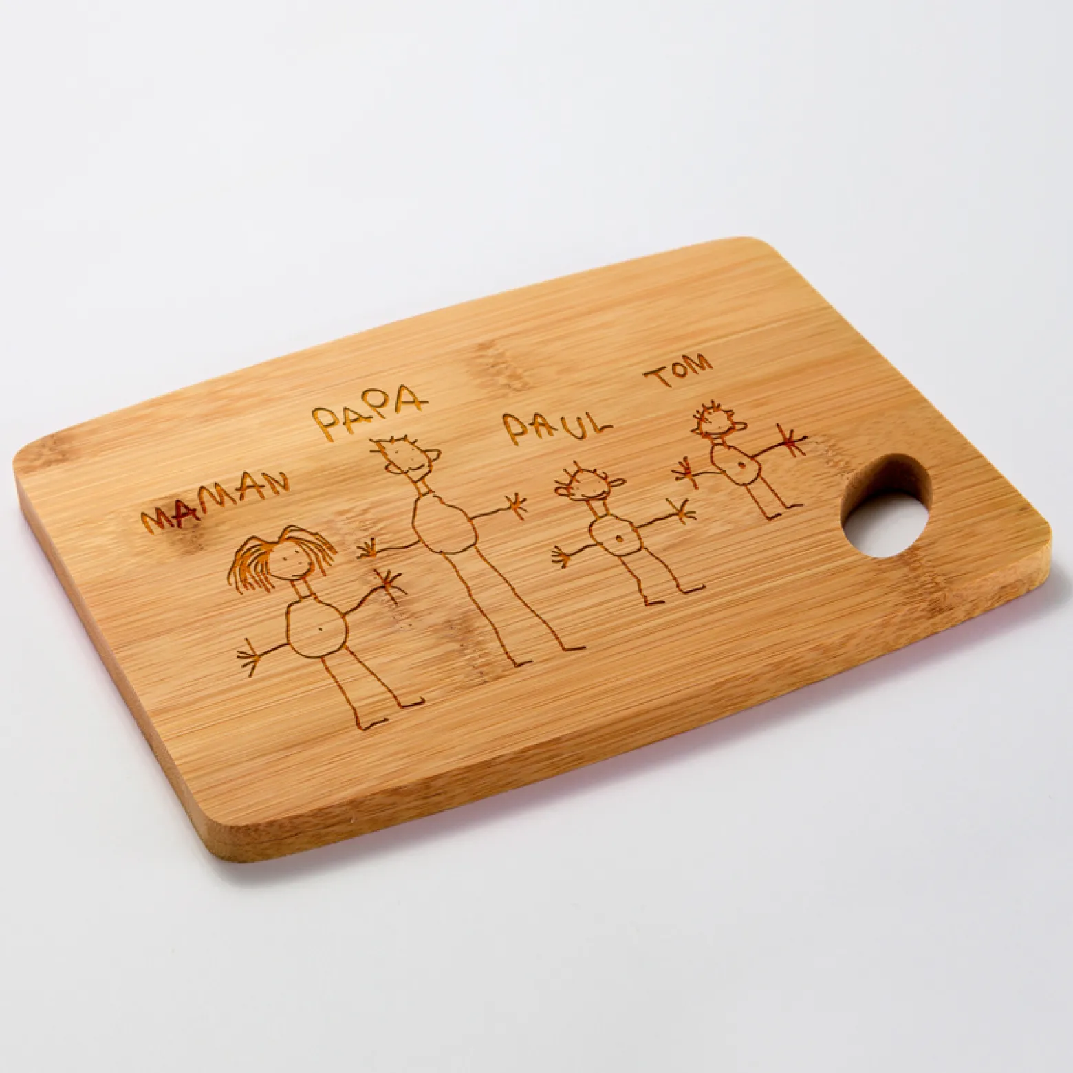 Planche à découper personnalisée bambou gravé 20x15 cm - Nos petits imparfaits