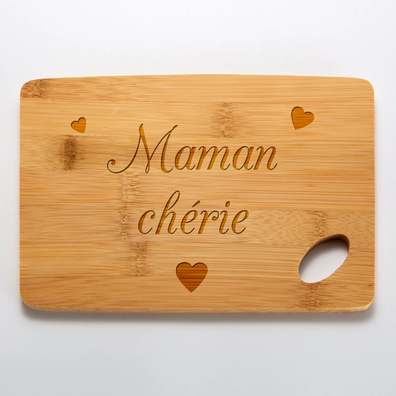 Planche à découper personnalisée bambou gravé 20x15 cm - Nos petits imparfaits