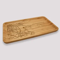 Plateau "Géo map" personnalisé bois gravé 35x20 cm