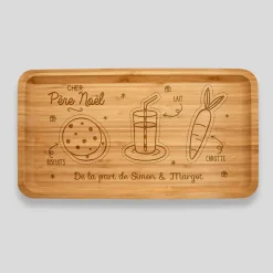 Plateau Noël personnalisé bois gravé 35x20 cm - édition spéciale 
