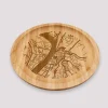 Plateau rond "Géo map" personnalisé bois gravé 20x20 cm
