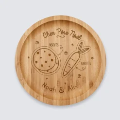 Plateau rond Noël personnalisé bois gravé 20x20 cm - édition spéciale "Goûter du Père Noël"