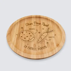 Plateau rond Noël personnalisé bois gravé 20x20 cm - édition spéciale "Goûter du Père Noël"
