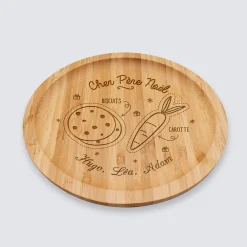 Plateau rond Noël personnalisé bois gravé 20x20 cm - édition spéciale