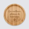 Plateau rond personnalisé bois gravé 20x20 cm
