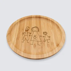 Plateau rond personnalisé bois gravé 20x20 cm