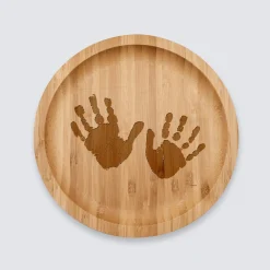 Plateau rond personnalisé bois gravé 20x20 cm - Nos petits imparfaits