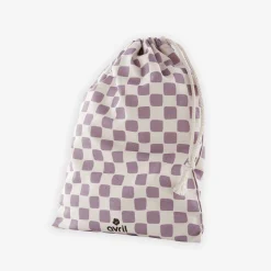 Pochon damier violet coton bio 16x23cm - Avril