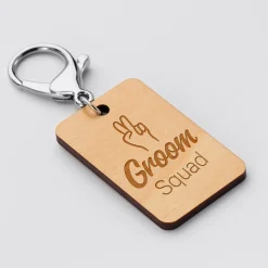 Porte clé EVG personnalisé gravé bois médaille rectangle 55x35 mm
