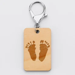 Porte clé personnalisé gravé bois médaille rectangle 55x35 mm