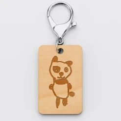 Porte clé personnalisé gravé bois médaille rectangle 55x35 mm