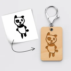 Porte clé personnalisé gravé bois médaille rectangle 55x35 mm