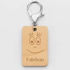 Porte clé personnalisé gravé bois médaille rectangle 55x35 mm - HappyBulle x Barbapapa