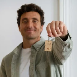 Porte clés Spotify personnalisé gravé bois rectangle 55x35 m