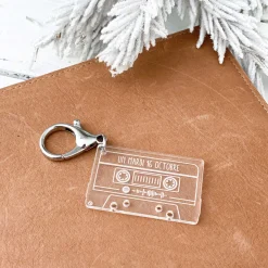 Porte clés Spotify personnalisé gravé acrylique cassette rétro