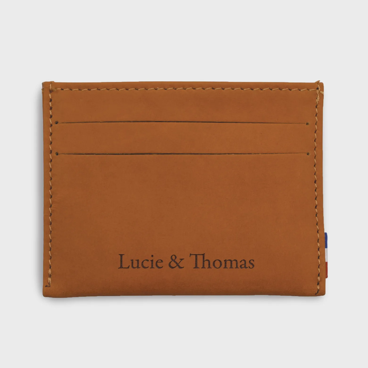 Porte-carte personnalisé cuir couleur Caramel 9,7x7,3cm