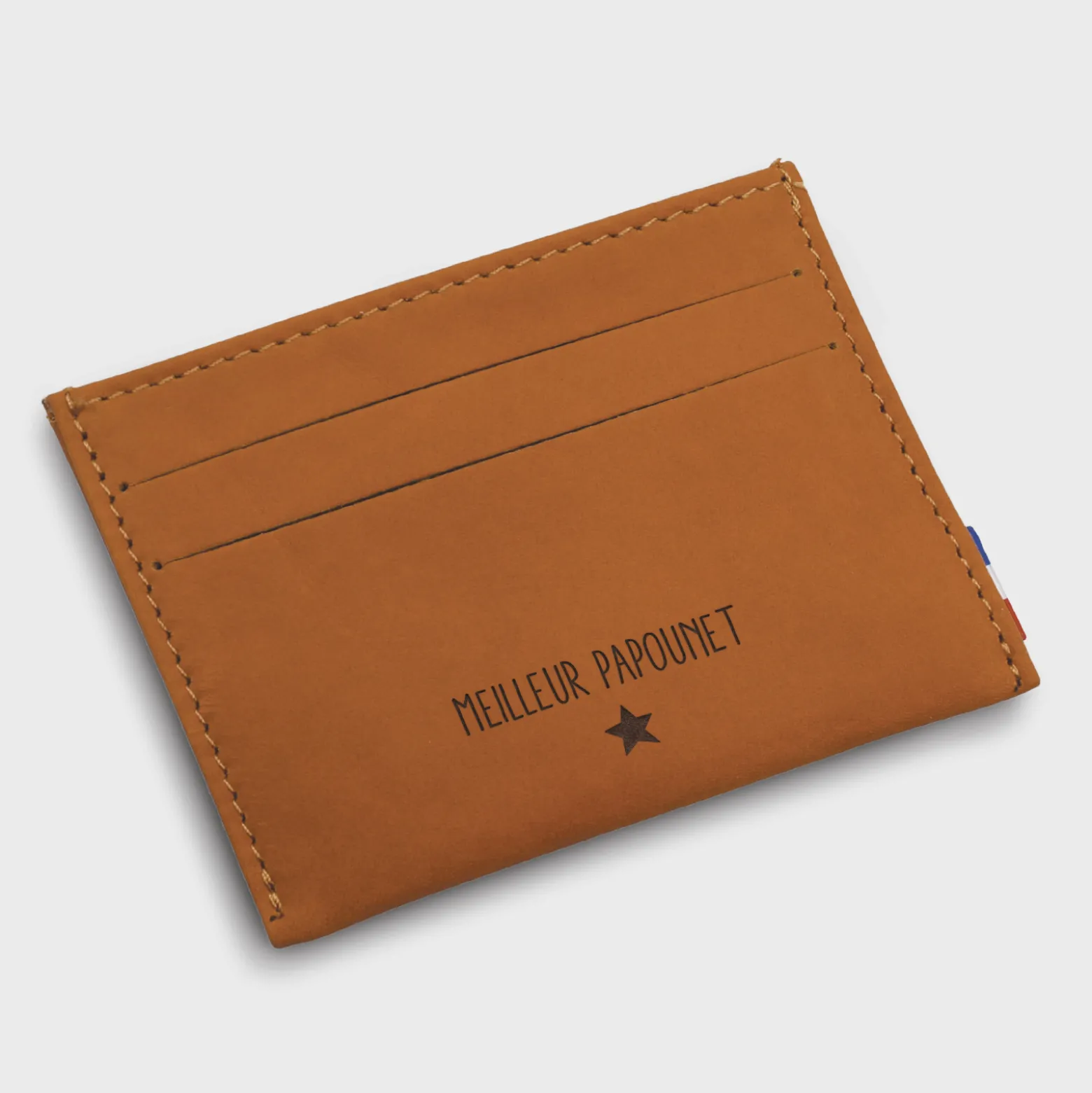 Porte-carte personnalisé cuir couleur Caramel 9,7x7,3cm