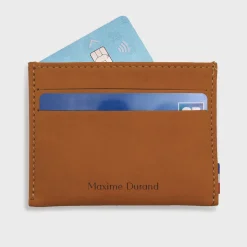 Porte-carte personnalisé cuir couleur Caramel 9,7x7,3cm