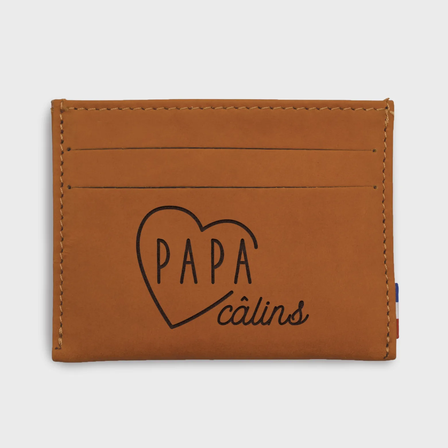 Porte-carte personnalisé cuir couleur Caramel 9,7x7,3cm