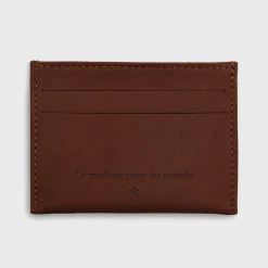 Porte-carte personnalisé cuir couleur fauve 9,7x7,3cm