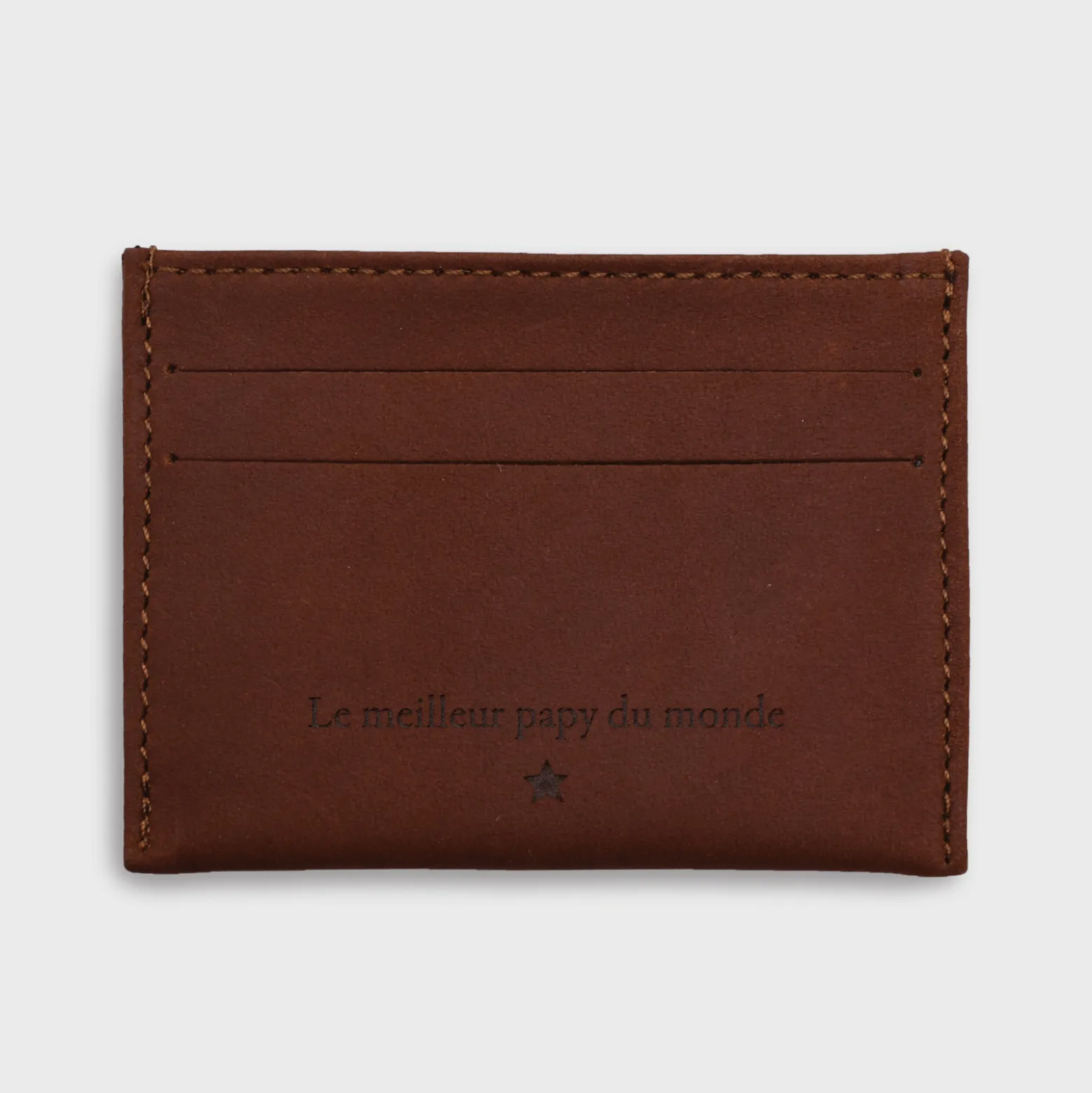 Porte-carte personnalisé cuir couleur fauve 9,7x7,3cm