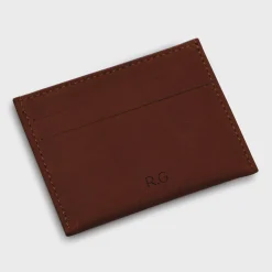 Porte-carte personnalisé cuir couleur fauve 9,7x7,3cm