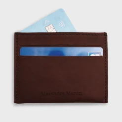 Porte-carte personnalisé cuir couleur cognac 9,7x7,3cm