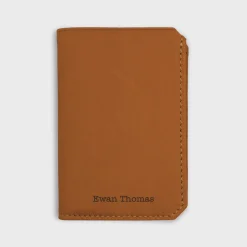 Porte-carte personnalisé double volets cuir couleur Caramel 6,8x9,8cm