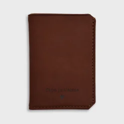Porte-carte personnalisé double volets cuir couleur fauve 6,8x9,8cm