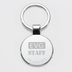 Porte-clés EVG personnalisé gravé acier rond 37 mm